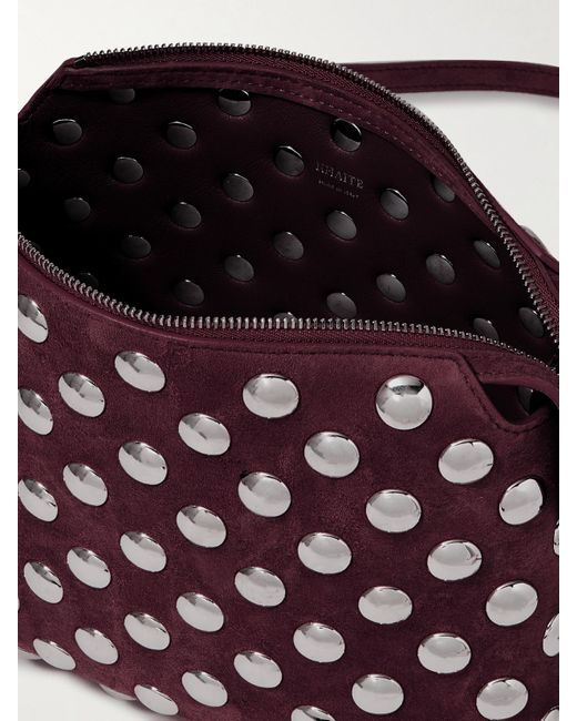 Khaite Purple Lina Mittelgroße Schultertasche Aus Veloursleder Mit Nieten