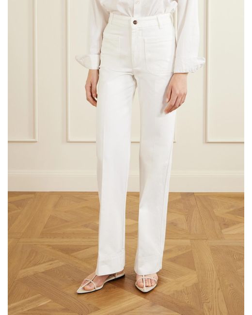 Victoria Beckham White Alina High-Rise Wide-Leg Jeans