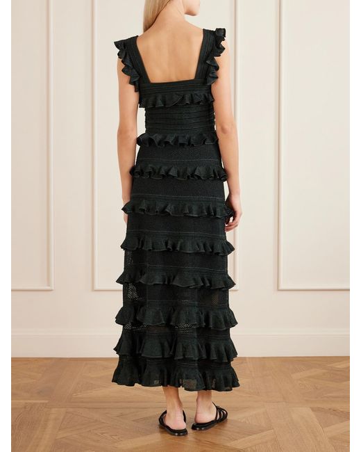 Zimmermann Black Ruffled Knitted Tank