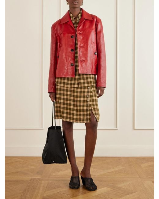 Wales Bonner Red Kamala Leather Biker Jacket