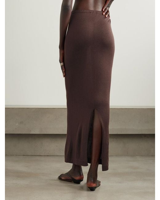 ÉTERNE Brown Emma Cashmere Maxi Skirt