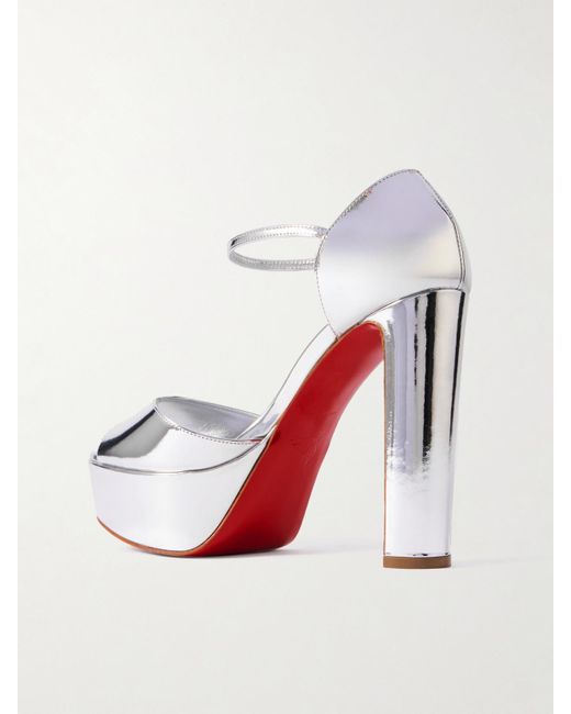 Christian Louboutin White Sandaloo 130 Plateausandalen Aus Leder Mit Spiegeleffekt