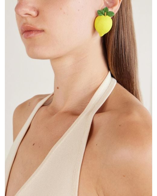 Jennifer Behr Metallic Citron Resin Earrings
