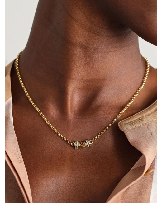 L'Atelier Nawbar Natural Warrior Dawn 18-Karat And Rhodium-Plated, Garnet And Diamond Necklace