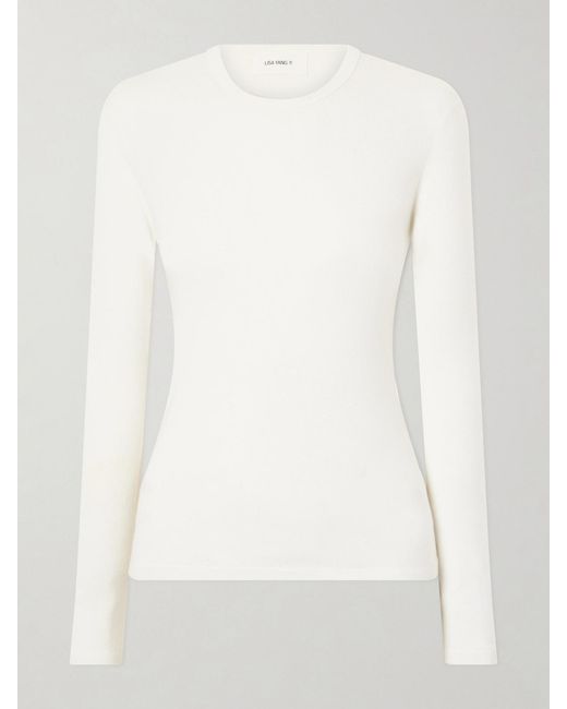 Lisa Yang Natural Vivian Cotton And Cashmere-Blend T-Shirt