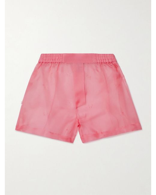 Kiki de Montparnasse Pink Laser-Cut Silk-Organza Shorts