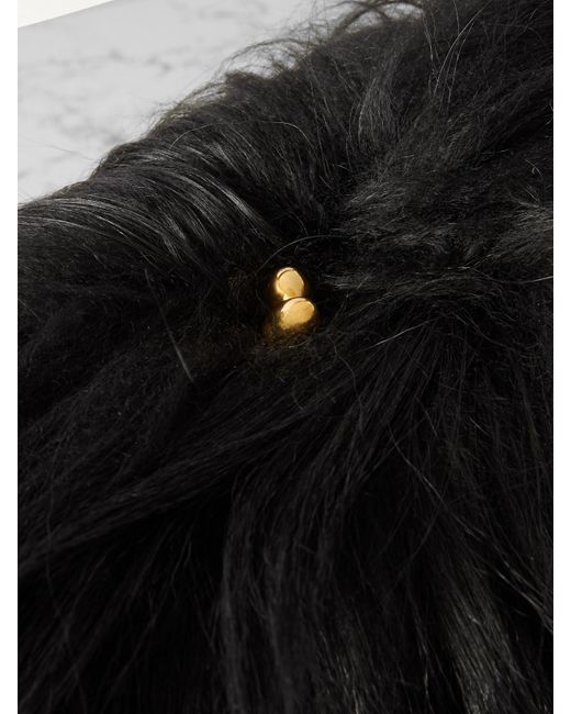 Jil Sander Black Leather-Trimmed Goat Hair Clutch