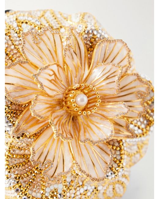 Judith Leiber Metallic Magnolia Crystal-Embellished-Tone Clutch