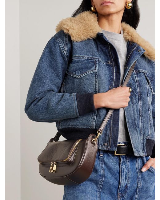 Anya Hindmarch Gray Vere Small Crinkled-Leather Shoulder Bag