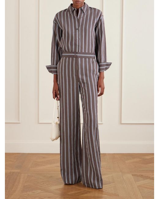 Veronica Beard Purple Lloyd Striped Woven Shirt
