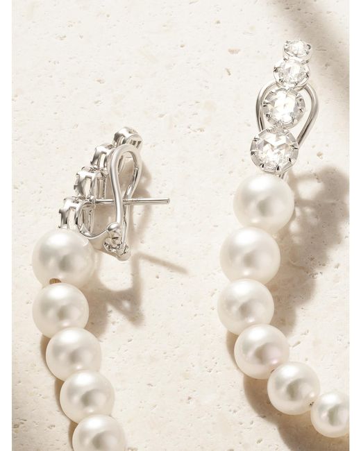 Mizuki Natural Dreamy 18-Karat, Pearl And Diamond Earrings