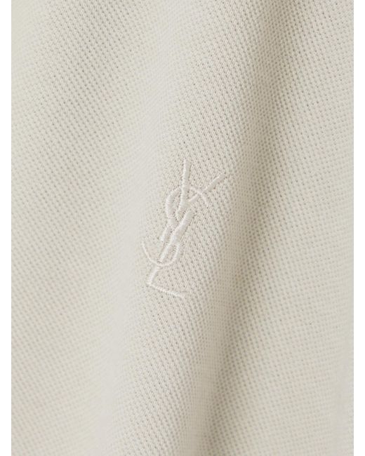Saint Laurent White Polohemd Aus Piqué Aus Einer Baumwollmischung Mit Logostickerei