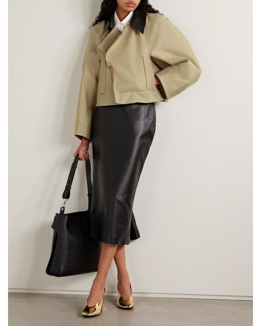 Givenchy Natural Cropped Leather-Trimmed Cotton And Wool-Blend Twill Jacket