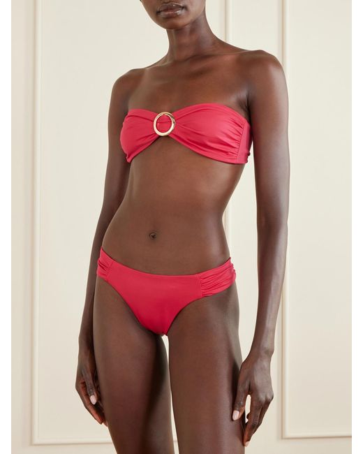 Away That Day Red Cannes Ruched Bikini Briefs