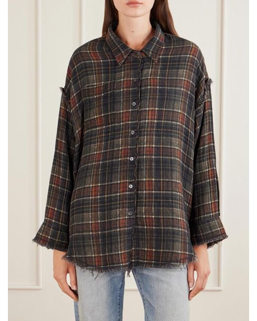 R13 Black Checked Cotton Reversible Shirt
