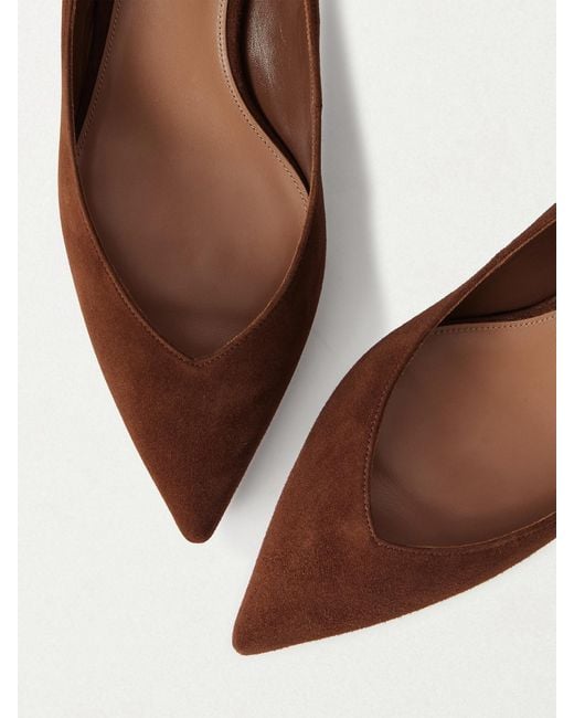 Aquazzura Brown Sheeva 30 Cut-Out Suede Pumps