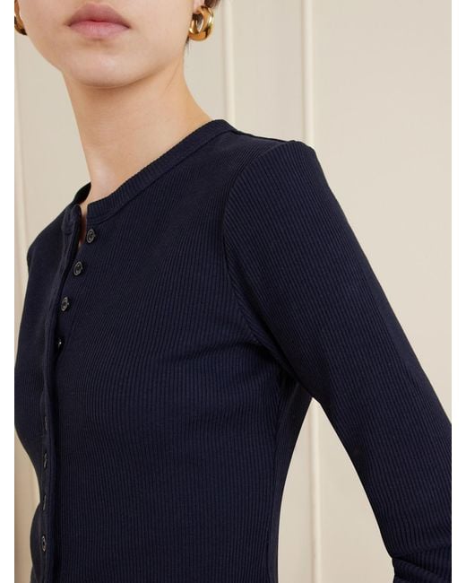 Citizens of Humanity Blue Kari Ribbed Stretch-Jersey Cardigan