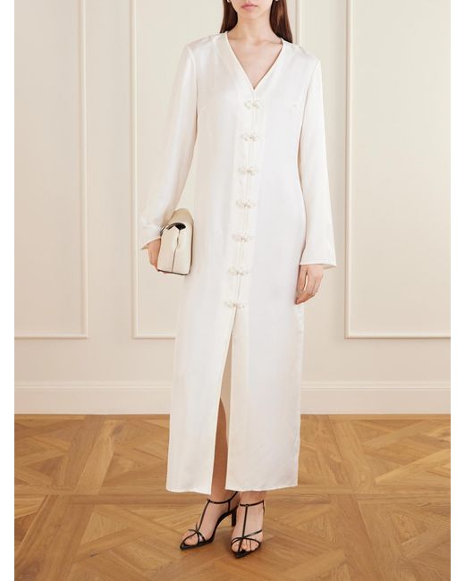 Rohe White Mandarin Silk-Satin Maxi Dress