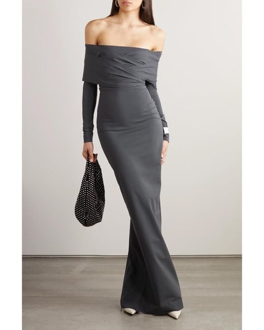 Dolce & Gabbana Black Off-The-Shoulder Draped Stretch-Jersey Gown