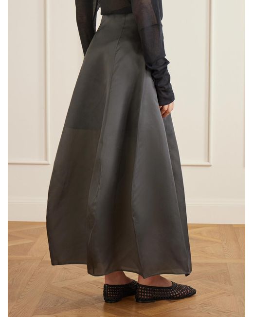 Ruohan Gray Cocoon Silk-Organza Maxi Skirt