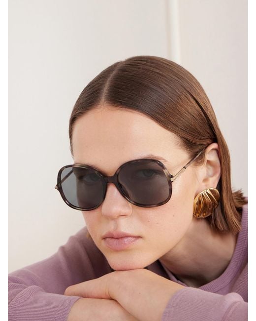 Chloé Gray Rounded-Frame Acetate Sunglasses
