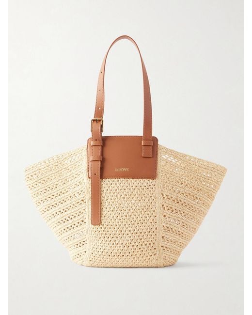 Loewe Natural Paula's Ibiza Hammock Cabas Leather-Trimmed Raffia Tote