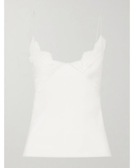 Sharon Wauchob White Capucines Scalloped Lace-Trimmed Silk Crepe De Chine Camisole