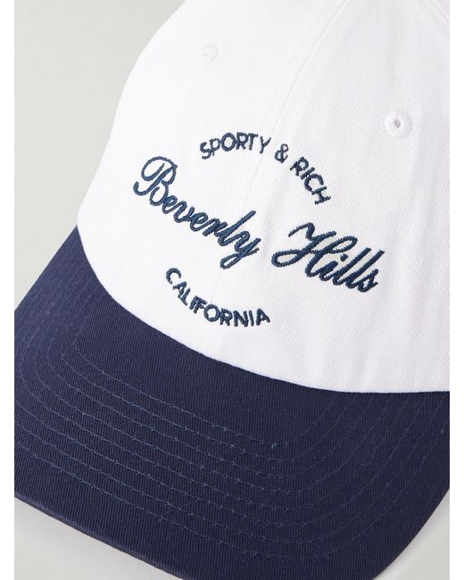 Sporty & Rich Blue Beverly Script Baseballkappe Aus Baumwoll-Twill Mit Stickereien