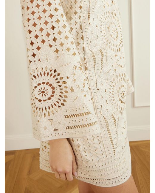 Zimmermann Natural Indra Broderie Anglaise Cotton Mini Dress
