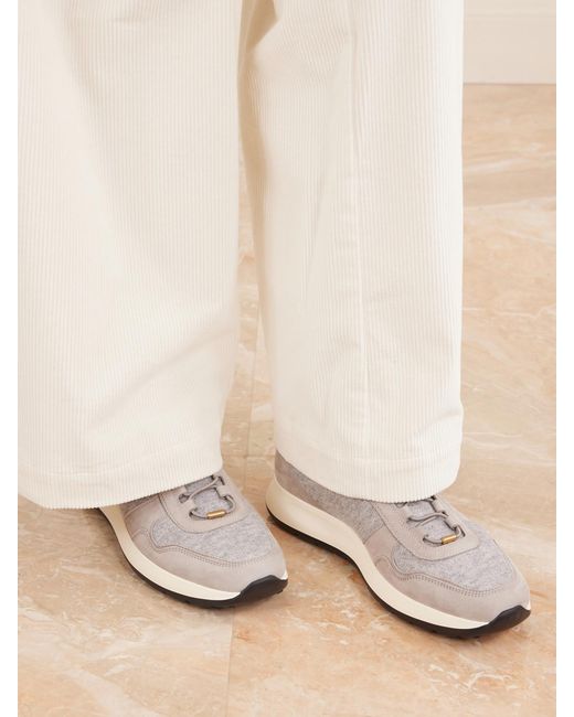 Tod's White Suede-Trimmed Sneakers