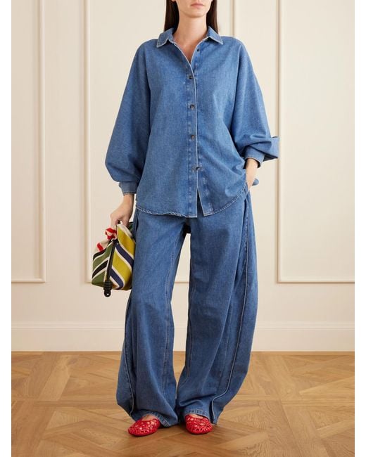 Loewe Blue Flamenco Paneled Canvas Clutch
