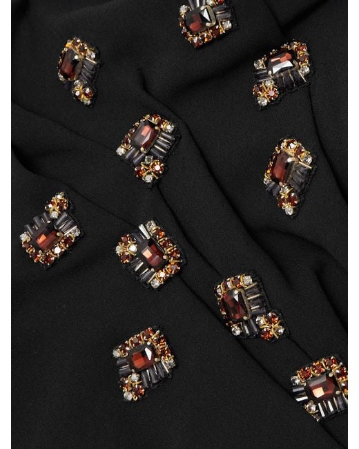 Dries Van Noten Black One-Shoulder Asymmetric Draped Embellished Crepe Top