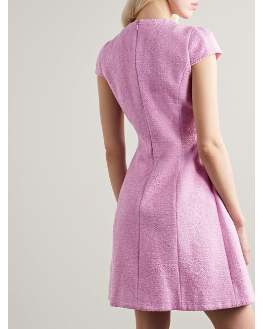 Oscar de la Renta Pink Embellished Cotton-Blend Tweed Mini Dress
