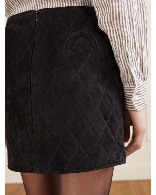 Blazé Milano Black Viva Coci Quilted Suede Mini Skirt