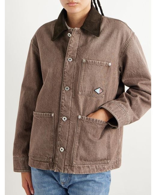 Bottega Veneta Brown Appliquéd Suede-Trimmed Denim Jacket