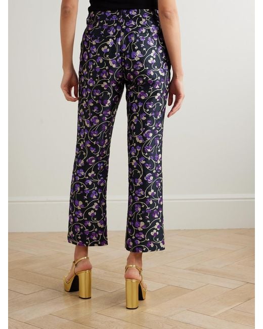 LaDoubleJ Blue 24/7 Floral-Brocade Straight-Leg Pants