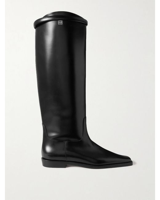 Totême Black Net Sustain The Riding Leather Knee Boots