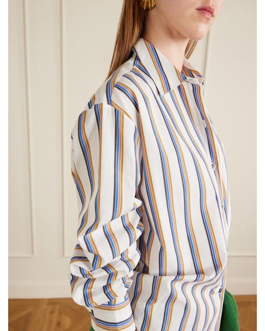 Leset White Yoshi Striped Cotton-Blend Poplin Shirt