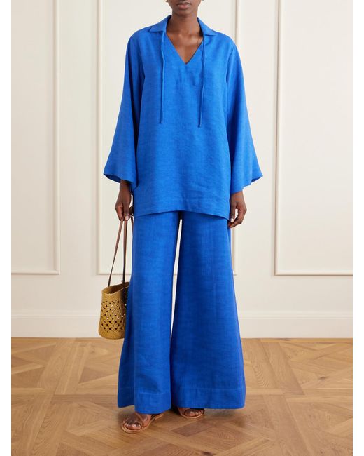 Lisa Marie Fernandez Blue Canvas Wide-Leg Pants