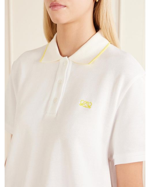 Loewe White Anagram-Embroidered Cotton-Piqué Polo Shirt