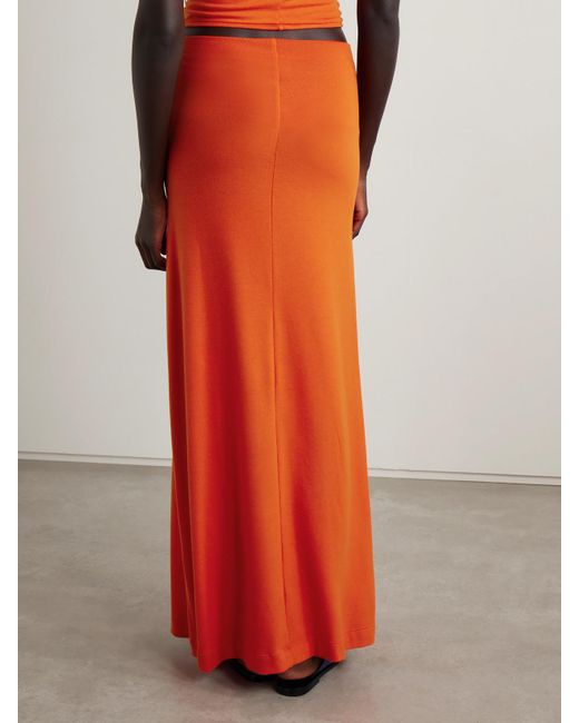 Leset Orange Lauren Stretch-Knit Maxi Skirt