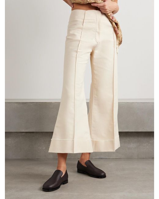 Thank You Have A Good Day Natural Pierrot Cotton Flared Pants