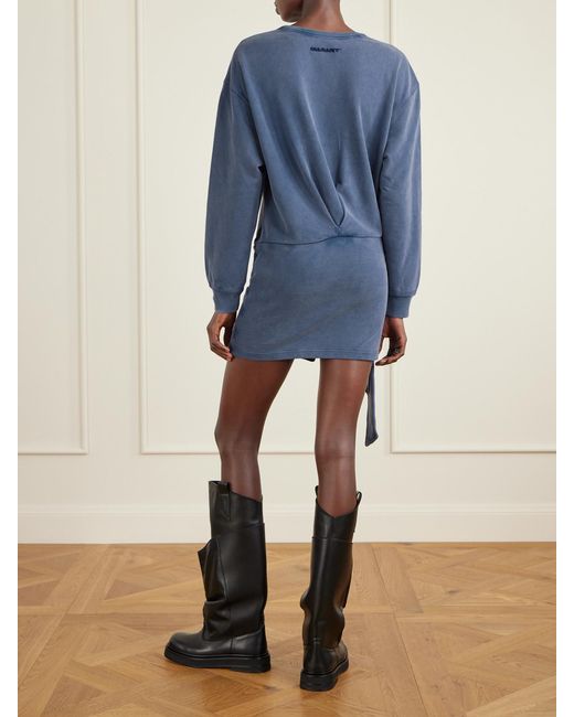 Isabel Marant Blue Zae Wrap-Effect Cotton-Jersey Mini Dress