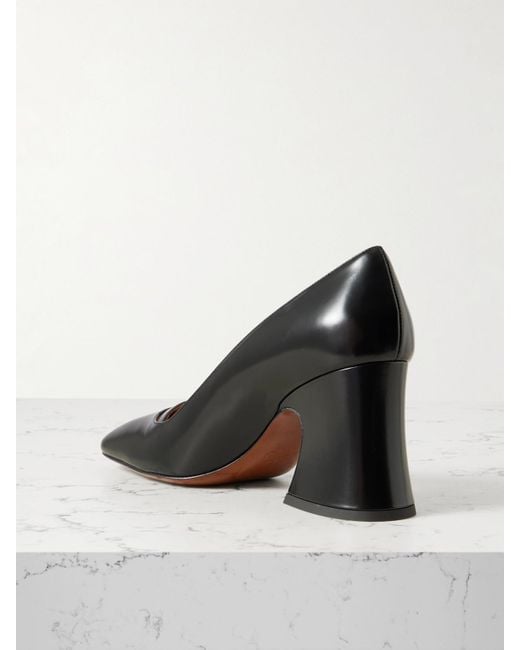 Chloé Black Janis Buckled Glossed-Leather Pumps
