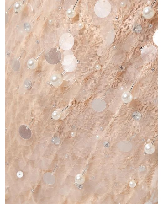 Carolina Herrera Natural Strapless Embellished Tulle Gown
