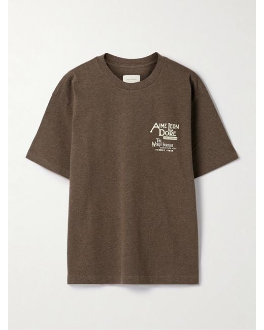 Aimé Leon Dore Brown Dynasty Printed Cotton-Jerseyyt-Shirt