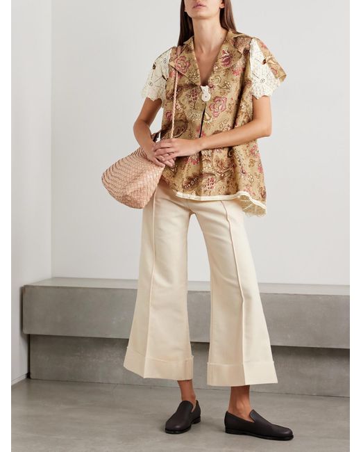 Thank You Have A Good Day Natural Pierrot Cotton Flared Pants