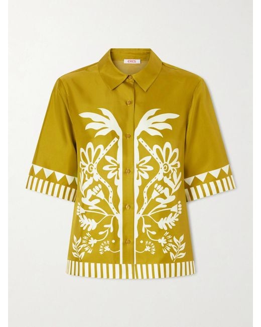 Eres Yellow Emeraude Printed Silk Shirt