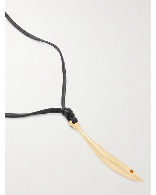 Bottega Veneta Black Plated And Leather Necklace