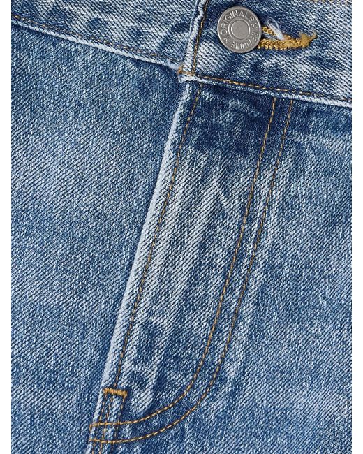 Re/done Blue Maxi-Jeansrock Mit Fransen